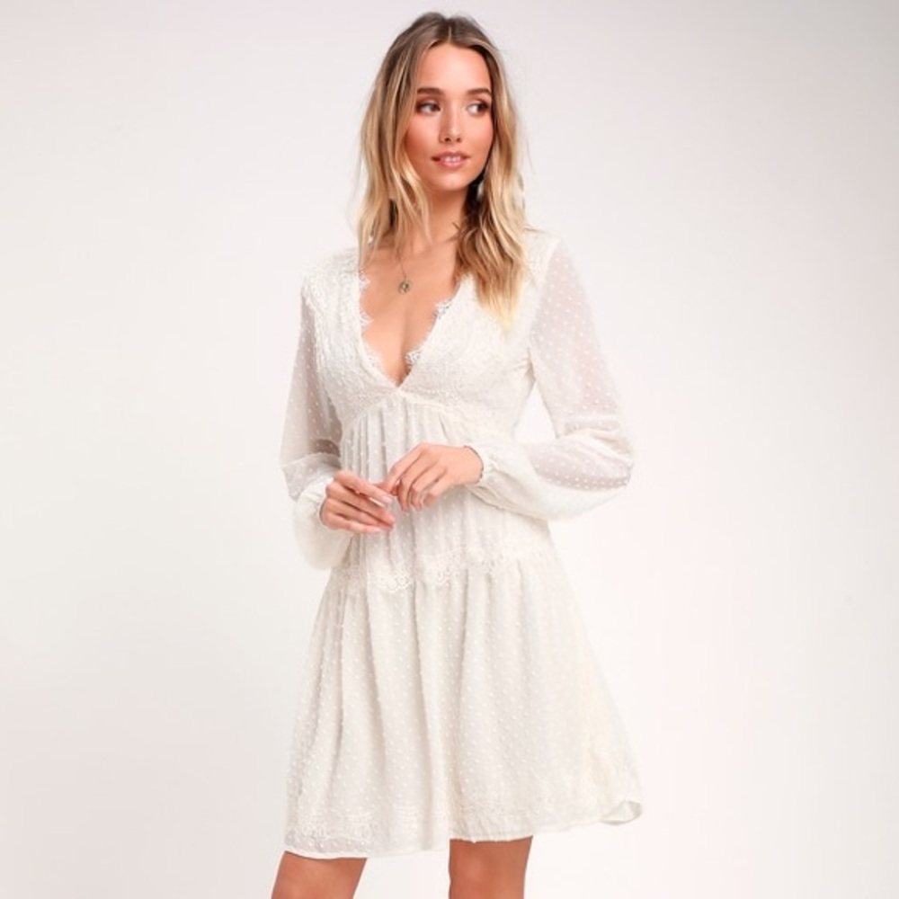 SOLD - Wistful Moment Swiss Dot Long Sleeve Dress